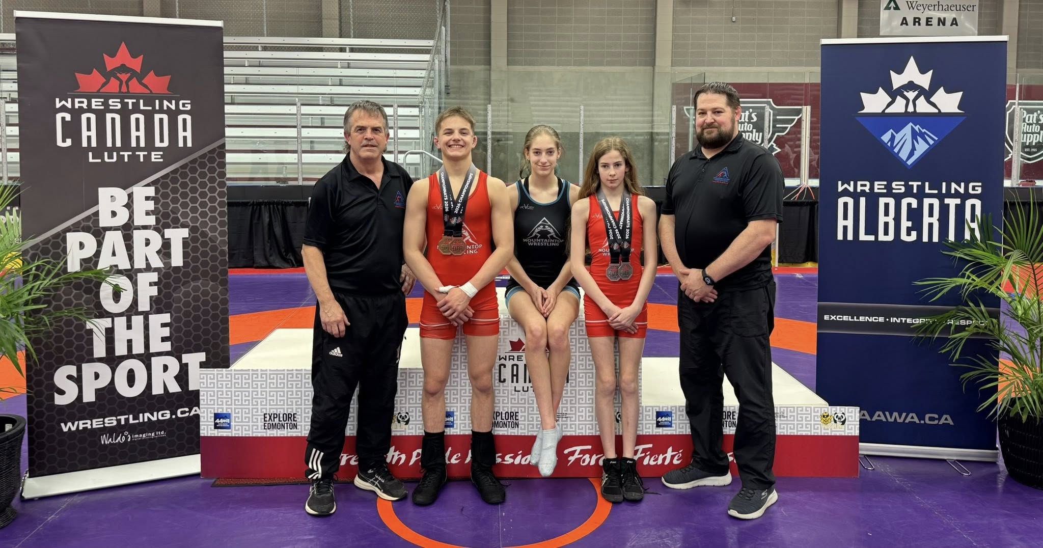 Mountaintop Wrestling Club athletes at the 2026 Canadian Wrestling Championships in Grand Prairie, Alberta